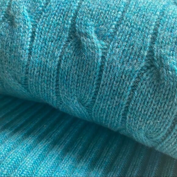 Polo Ralph Lauren Teal Green Cashmere Cable Knit Crew Neck Sweater - Picture 8 of 16
